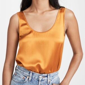 Vince Vibrant Orange Silk Tank Top